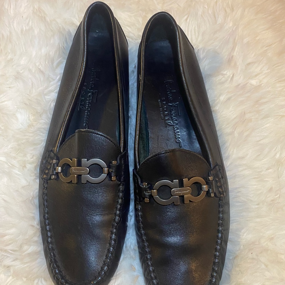 Salvatore Ferragamo Black Leather Loafers